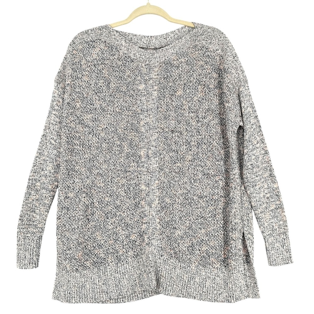 LOFT Marled Knit Pullover Sweater Womens XS Cotton Acrylic Gray Pink